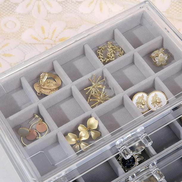 Joyero transparente, organizador de joyas de acrílico con 5 cajones,  vitrina de almacenamiento de te Salvador Caja de joyería