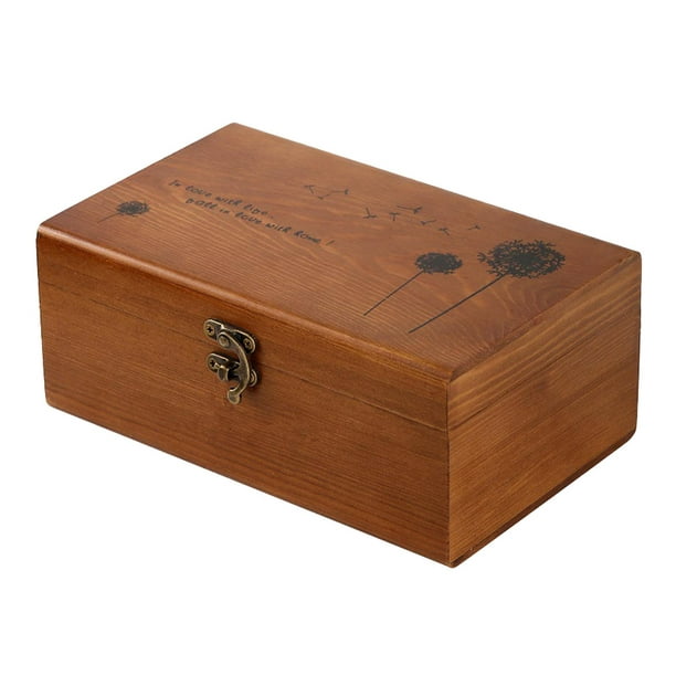 Costurero de madera, caja de almacenamiento marrón, joyero grande