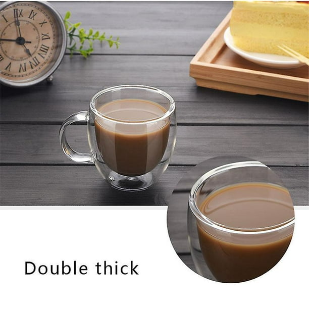  ANSIO Tazas de café grandes de vidrio con leche, 13.0 fl oz (13  onzas), caja de regalo de 6 vasos de café con leche, compatibles con  máquina Tassimo (paquete de 6)