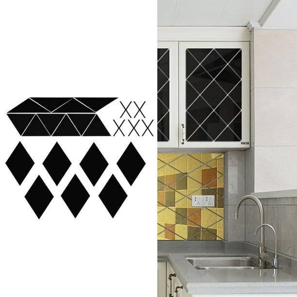 Espejos Adhesivos de Pared Impermeables de Acrílico DIY para Decoración de  Pared, Sala de Estar, Baño, Oficina y Tienda - Negro S Wobythan