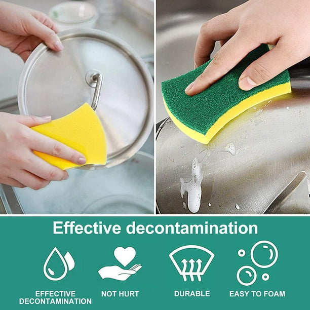 Esponja de doble cara para lavar platos, herramientas de limpieza