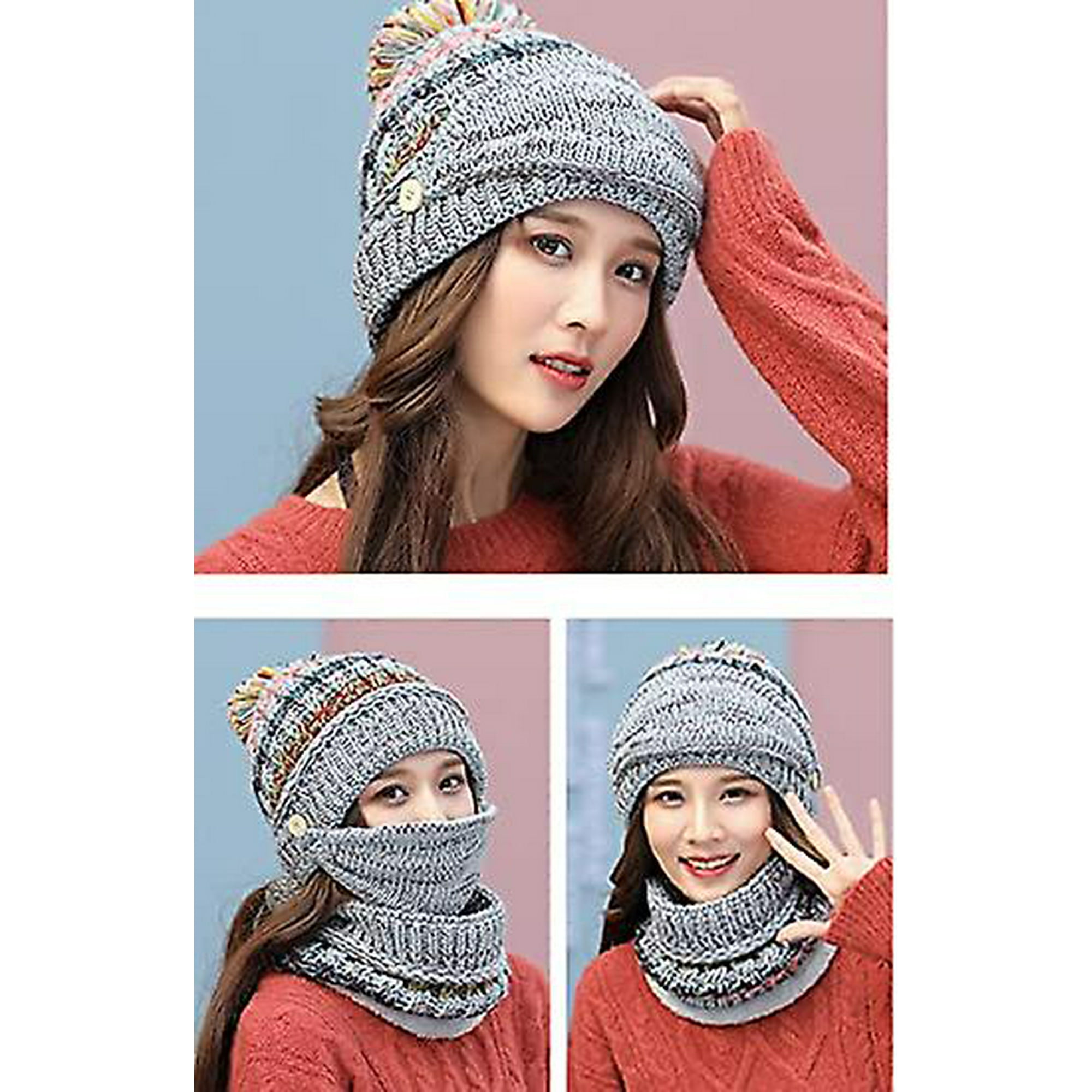 REDESS Gorro de Invierno con pompón para Mujer con Forro Polar