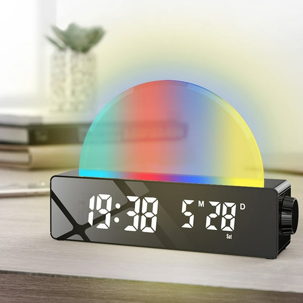 Reloj electrónico USB, lámpara de amanecer digital, reloj despertador con  luz (negro)