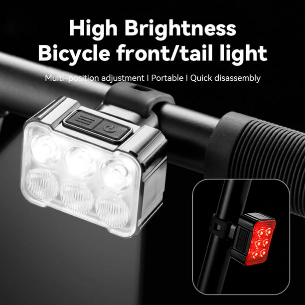 Luz bicicleta USB recargable luces LED bicicleta 6 modos linterna faro  lámpara delantera
