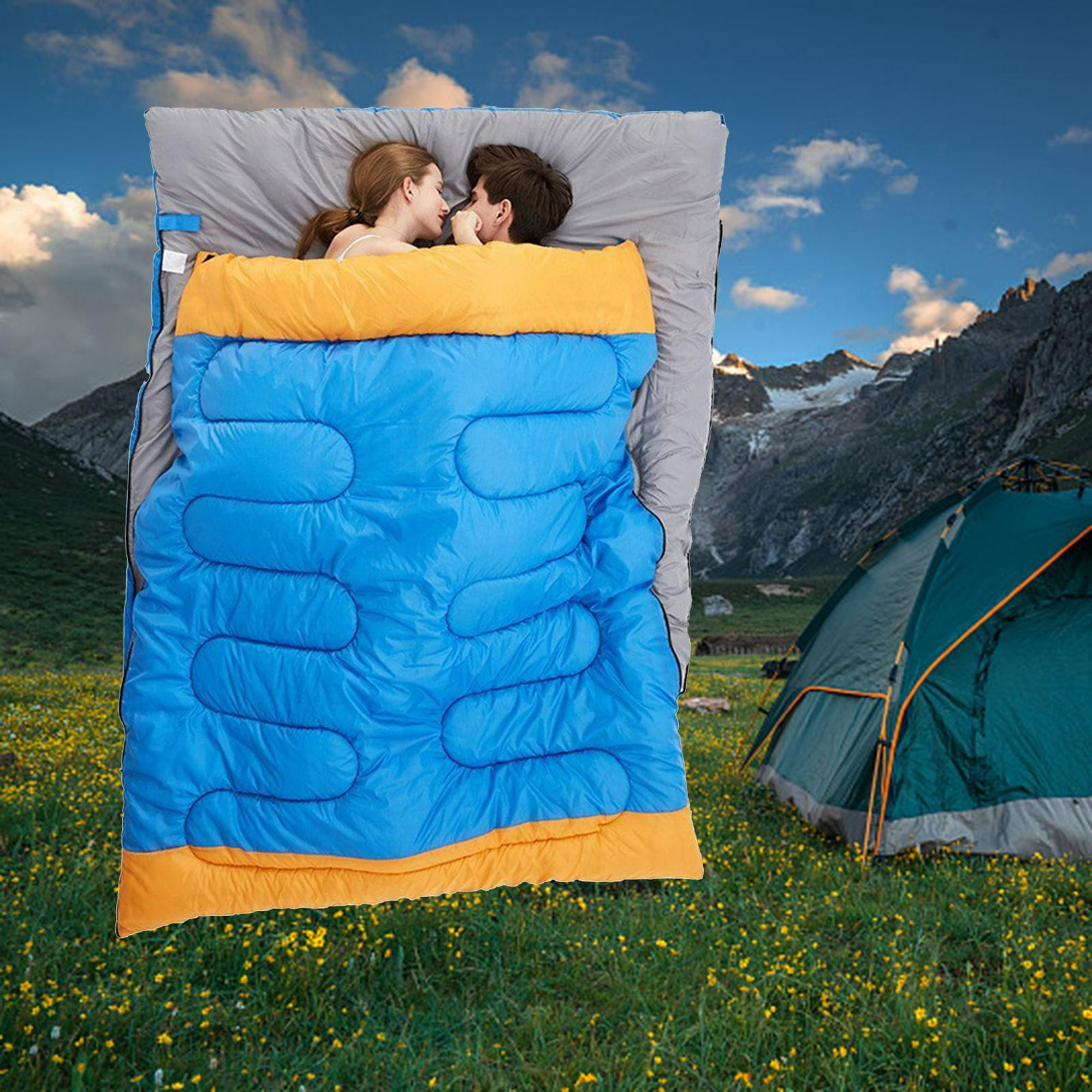 Saco de dormir doble para camping, mochilero o senderismo, tamaño Queen XL,  saco de dormir impermeable para 2 personas para adultos, adolescentes o