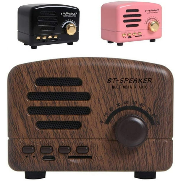  Radio FM portátil de onda corta, altavoz Bluetooth vintage con  radio FM. Altavoz Bluetooth retro con batería de gran capacidad de 1500  mAh, graves mejorados, soporte AUX TF tarjeta USB disco 