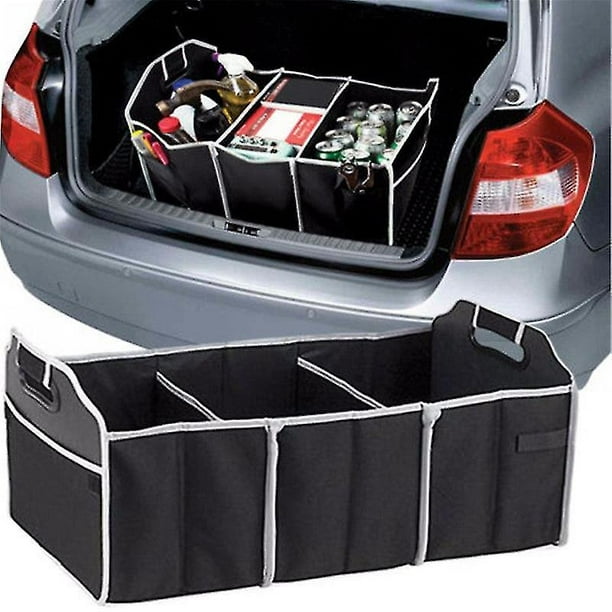 Caja de almacenamiento para maletero de coche, organizador plegable  extragrande con 3 compartimentos