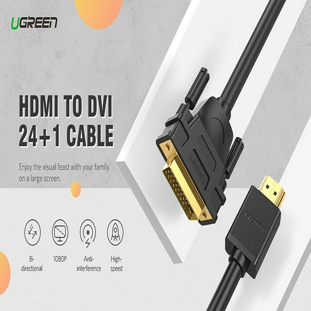 Cable Adaptador Ugreen Dvi A Hdmi Hembra 1080p Bidireccional
