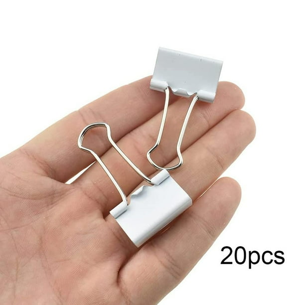 Clips de carpeta extra grandes de 2 pulgadas (paquete de 40), abrazaderas  de papel grandes para suministros de oficina y hogar, color plateado