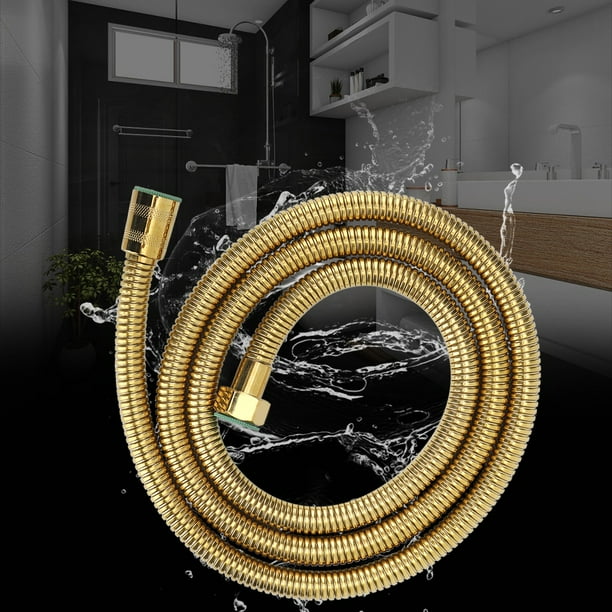 Manguera de ducha doble cerradura de acero inoxidable 1.5M Latón color  dorado plomería manguera flexible