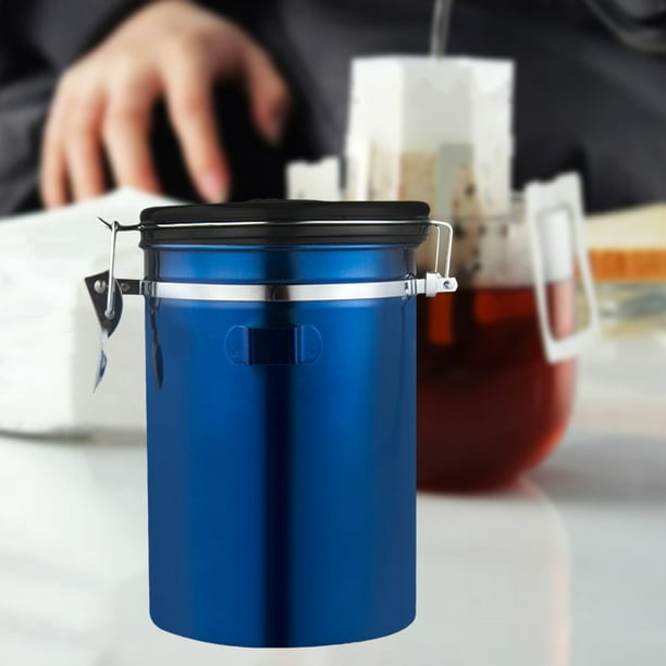 Bote de café portátil con fecha de almacenamiento sellado al vacío 1800 ml  Azul Sunnimix Bote de café hermético
