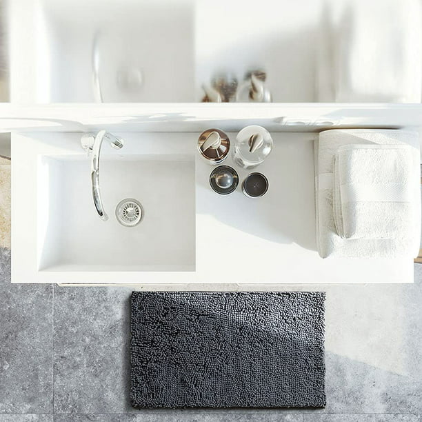 Wosthever Alfombra impermeable blanca para baño - Alfombra elegante y  duradera Alfombra de baño de fibra moderna Alfombra de baño Alfombras de  Juegos de accesorios de baño gris 50*80cm