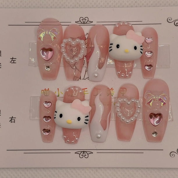 Pegatinas de uñas Sanrio Hello Kitty, calcomanía de uñas My Melody, figura  de muñeco de dibujos animados, pegatina de uñas de Hello Kitty, regalos de  Anime para niñas