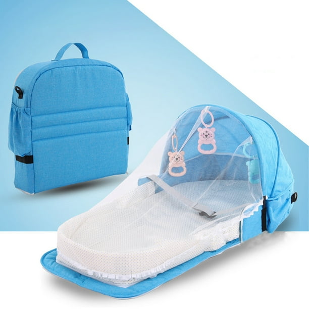 Cama Plegable Portátil Para Niños Con Estuche De Transporte Impermeable  Azul