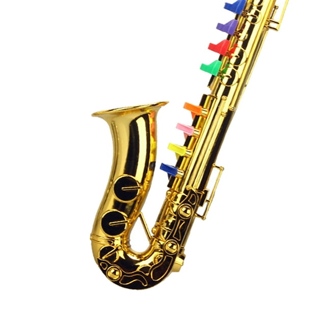1 trompeta de plástico dorado para chico, juguete de trompeta ligero con 4  teclas de colores, juguete de música preescolar para regalo