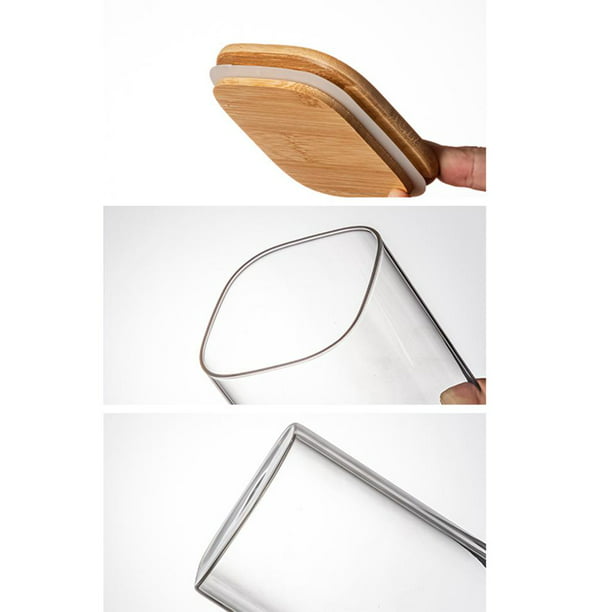 Recipientes de vidrio para especias Seldo transparente con tapa de bambú de  vidrio cuadrado Recipientes para especias Recipiente para azúcar Cereales  10 cm 1600 ml Sunnimix bote de cocina