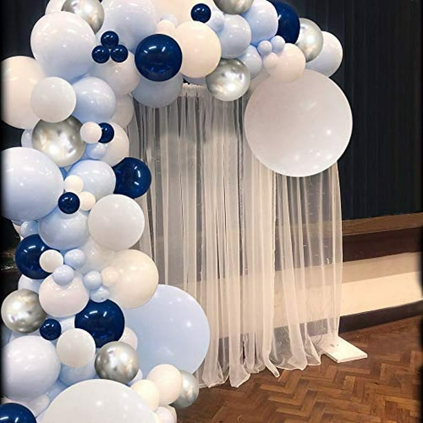 Kit de guirnalda de globos azul plateado y blanco, paquete de 94 globos  azul marino, globo PATYDECRO PATYDECRO