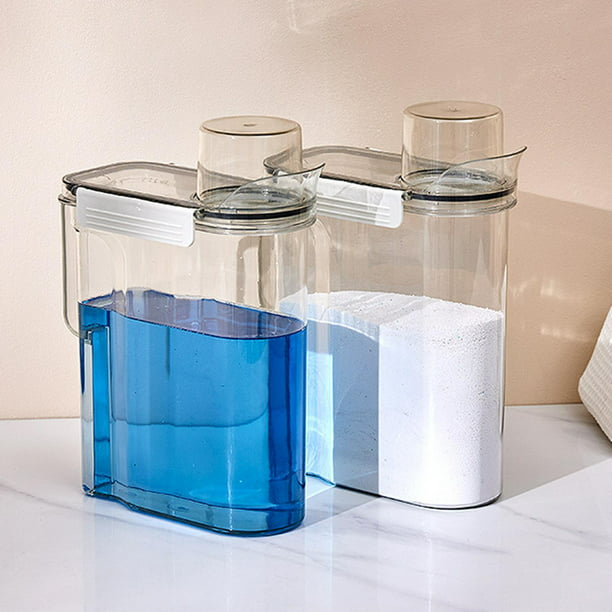 Caja hermética de almacenamiento de detergente en polvo para ropa,  contenedor transparente de detergente en polvo