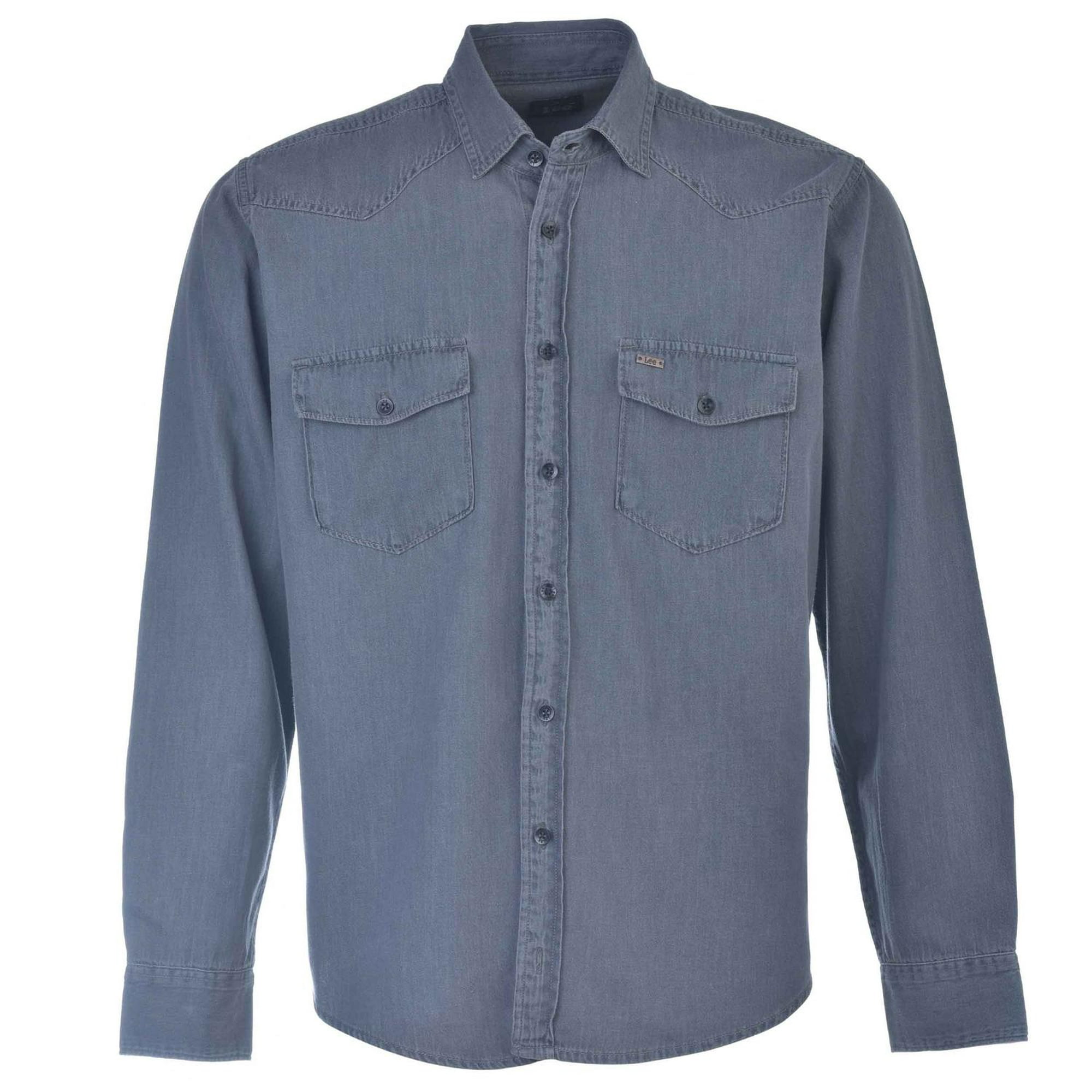 Camisa Manga Larga Dril Lec Lee para Hombre - Gris Claro