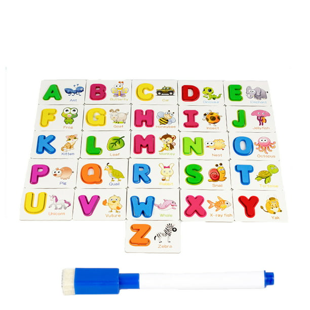 Juego de tarjetas de aprendizaje de letras del alfabeto para niños, 26  letras en inglés, tarjeta de ortografía, juguetes cognitivos de palabras  tempranas de preescolar para bebés sidaley WJ3701-00B