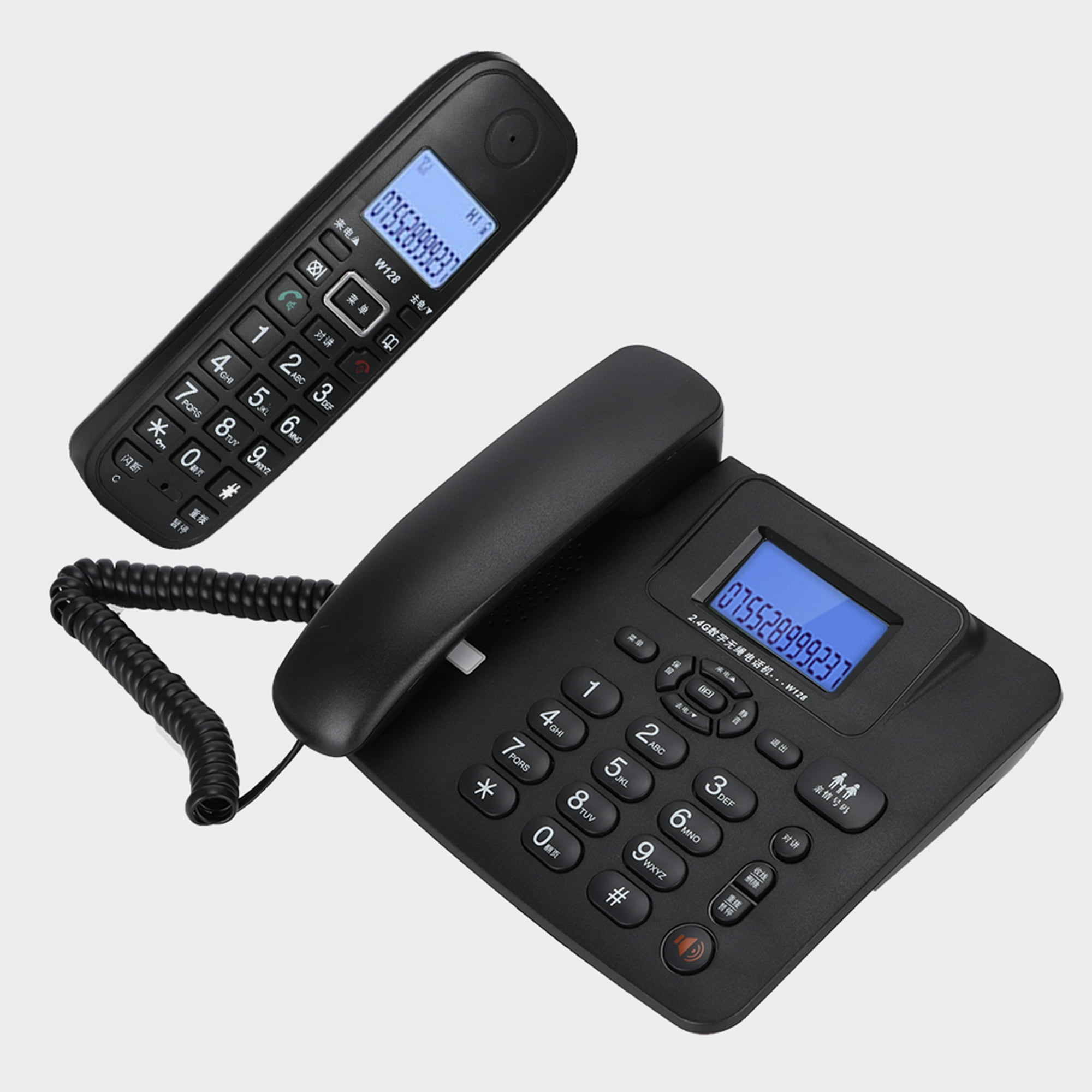  Teléfono fijo, pantalla de llamadas LCD de 2.4 GHz, teléfono  inalámbrico para oficina en casa, DTMF/FSK, manos libres, micrófono de alta  definición : Productos de Oficina