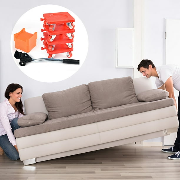 Barra de rodillos con ruedas para mover muebles pesados ​​de transporte  doméstico (rojo) Ehuebsd Para estrenar