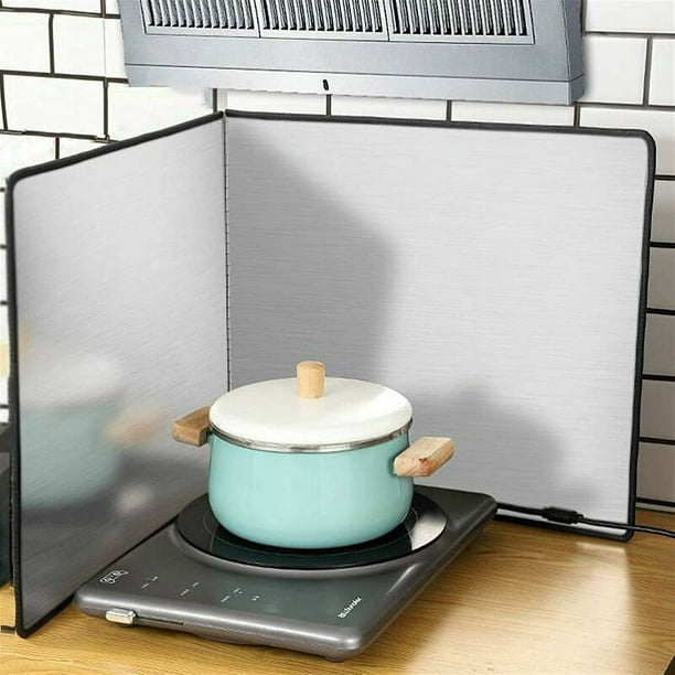 Protector de salpicaduras de grasa para estufa, 2 piezas de acero  inoxidable de 4 lados detrás de la estufa, panel de protección plegable  para estufa