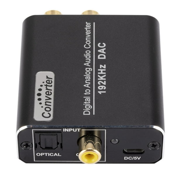 Convertidor de audio digital a analógico de 192 KHz, adaptador de audio  digital óptico coaxial a analógico RCA con fibra óptica y cable USB, para  TV