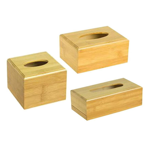 Organizador de Servilletas de Caja de Almacenamiento de Caja de Soporte de  Caja de Pañuelos de Bambú - Grande pequeña BLESIY Cuadrado de cajas de  pañuelos de bambú