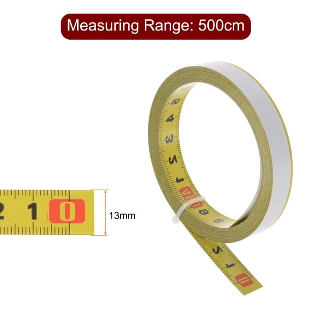 Cinta métrica adhesiva 500cm de derecha a izquierda Regla adhesiva de  acero, amarilla Unique Bargains cintas métricas