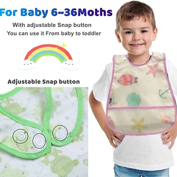 Babero Para Bebe Impermeable Ajustable Bolsillo