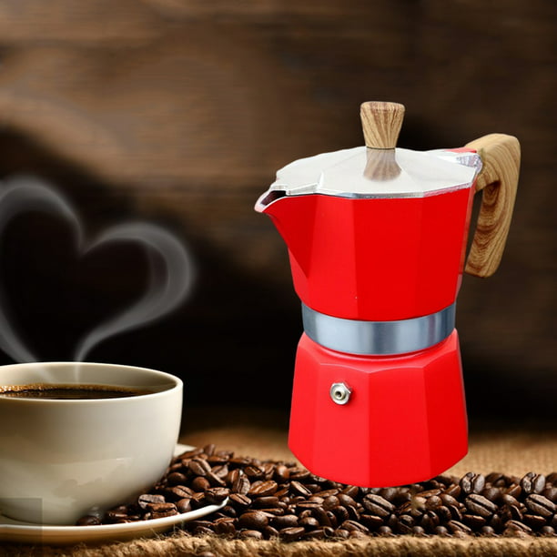 Cafetera 9 Tazas para Estufa Moka Espresso con Percolador Acero Inoxidable  Rojo