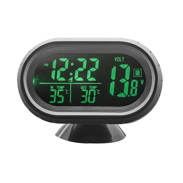 Instrumento de medida de tensión Reloj para coche, termómetro, voltímetro,  Monitor Digital LCD 3 en 1, medidor de temperatura y voltaje, indicador de  detección de 12V para coche, camión, SUV, RV