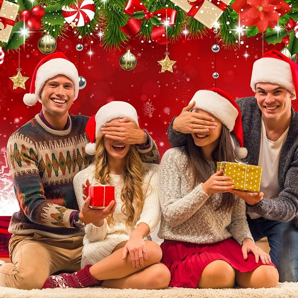 Telón de fondo para fotos de Navidad, tela de copo de nieve de invierno,  telón de fondo para fotografía de Navidad rojo, fondo para fotografía de  Feliz Navidad, decoraciones navideñas, telón de