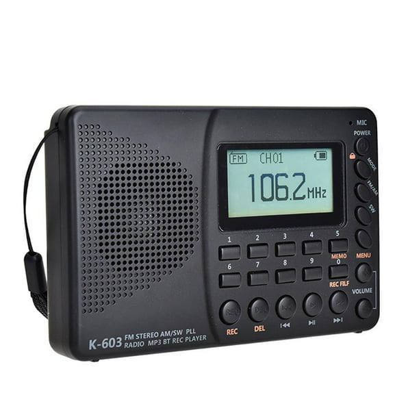  TIVDIO - Radio estéreo portátil AM/FM con reproductor y  grabador de MP3 con ranura para lápiz USB y temporizador de desconexión  (negro) : Electrónica