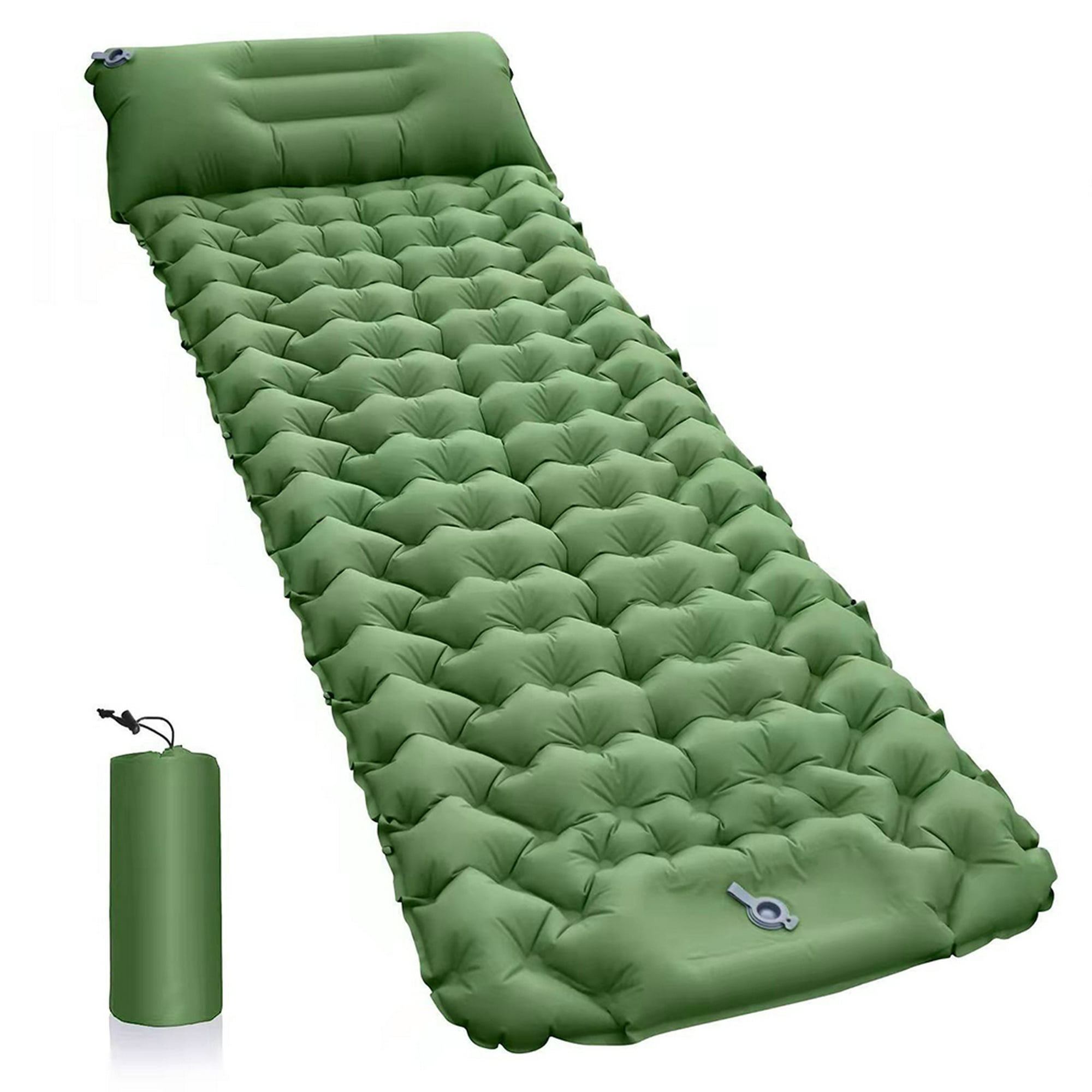 Colchoneta de dormir para camping, ultraligera con almohada, bomba de pie  integrada, almohadillas inflables compactas para acampar, mochileros