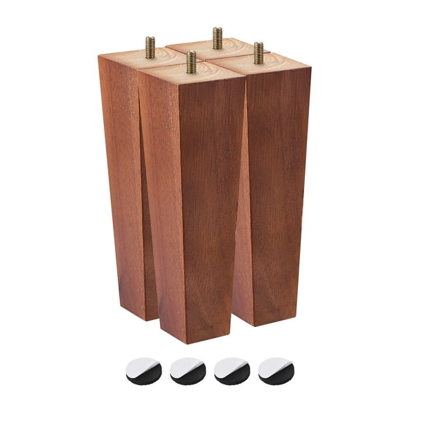 Patas de madera natural para muebles, juego de 4 pies cuadrados para sofá,  para camas, mesas de café, sillas, puede aumentar la altura de los muebles