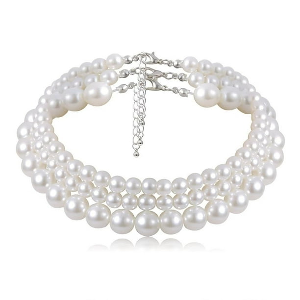 Collares de perlas en capas de 3 piezas para mujer