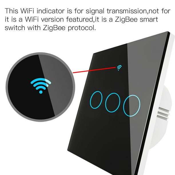 Zigbee - Interruptor Inteligente Táctil Negro Con o Sin Neut