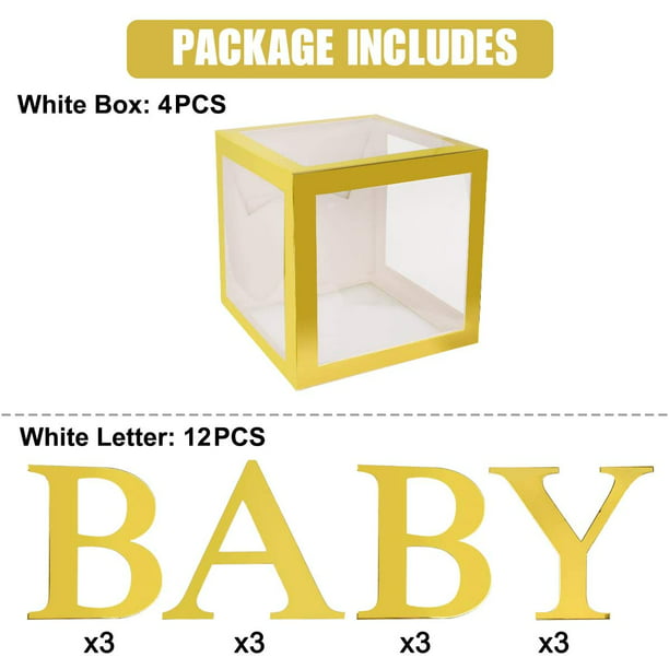 Decoraciones Para Baby Shower, Cajas De Bebé Con Letras, 4 P