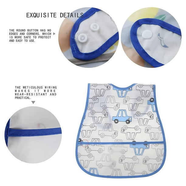 Babero impermeable para bebés con bolsillo recogedor de migas, cómodo,  suave, ajustable, broches, baberos de alimentación para bebés y niños  pequeños Zhivalor WMPH-977