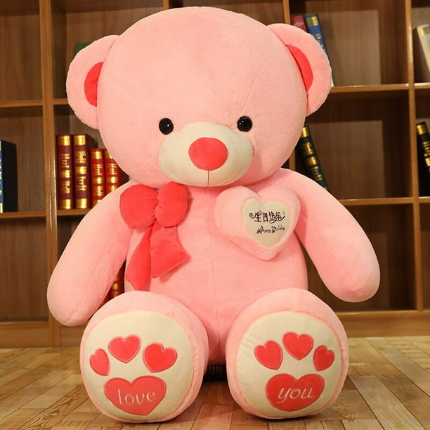 Oso de peluche gigante de tamaño real, oso de peluche rosa grande para  niños y novia, oso de peluche suave para cumpleaños, día de San Valentín
