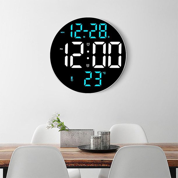  Reloj digital, reloj de pared digital para decoración de sala  de estar, reloj despertador de escritorio para dormitorio, reloj de pared  grande con control remoto, atenuador automático de brillo reloj 