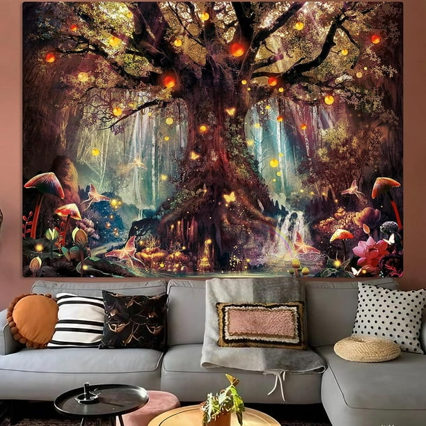 Comprar Tapiz decorativo de pared con árbol de la vida en el bosque,  paisajes para habitación, estética, decoración bohemia del hogar para  niños, escena colgante artística