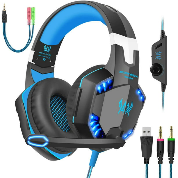 enchufe Víctor Llorar Audífonos de Diadema con Micrófono para Gaming Gadgets and Fun Eclixe  Auriculares Gamer G200 Azul con negro | Walmart en línea
