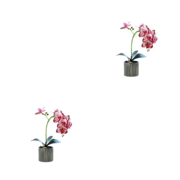  Hermosas orquídeas artificiales de seda orquídea blanca rosa  Phalaenopsis ramo de flores falsas con jarrón al aire libre boda hogar  oficina decoración flores : Hogar y Cocina