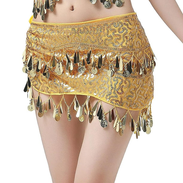 Mujeres gasa colgante monedas oro danza vientre cadera falda