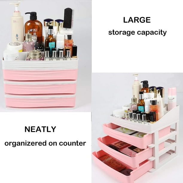 Organizador de maquillaje grande con cajón, cepillo para lápiz labial, caja  de almacenamiento de maquillaje, organizador de cosméticos, organizador de