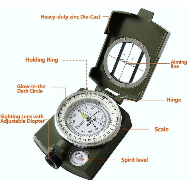 Brújula militar, resistente al agua y a prueba de sacudidas con calculadora  de distancia de medidor de mapa, bolsa para camping, senderismo XianweiShao  8390615128360