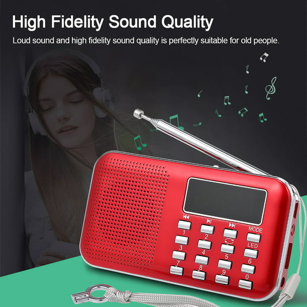 Comprar Mini Radio portátil Radio FM con auriculares con cable estéreo  reproductor de música MP3 Radio de búsqueda